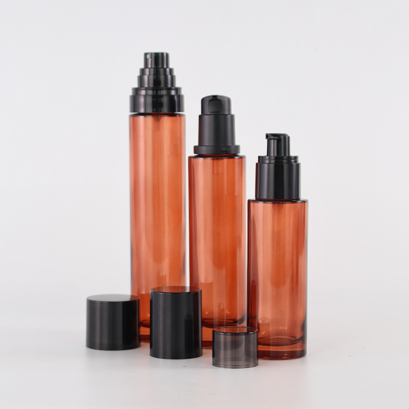 120ml amber glass toner bottle with black mist sprayer and cover