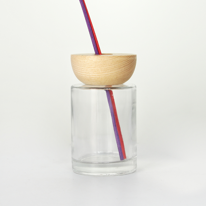 Semi-round Wooden Lid Thick Bottom Glass Reed Difusser Bottle