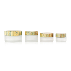 Frosted Clear Glass Jar with Colored Bamboo Lid