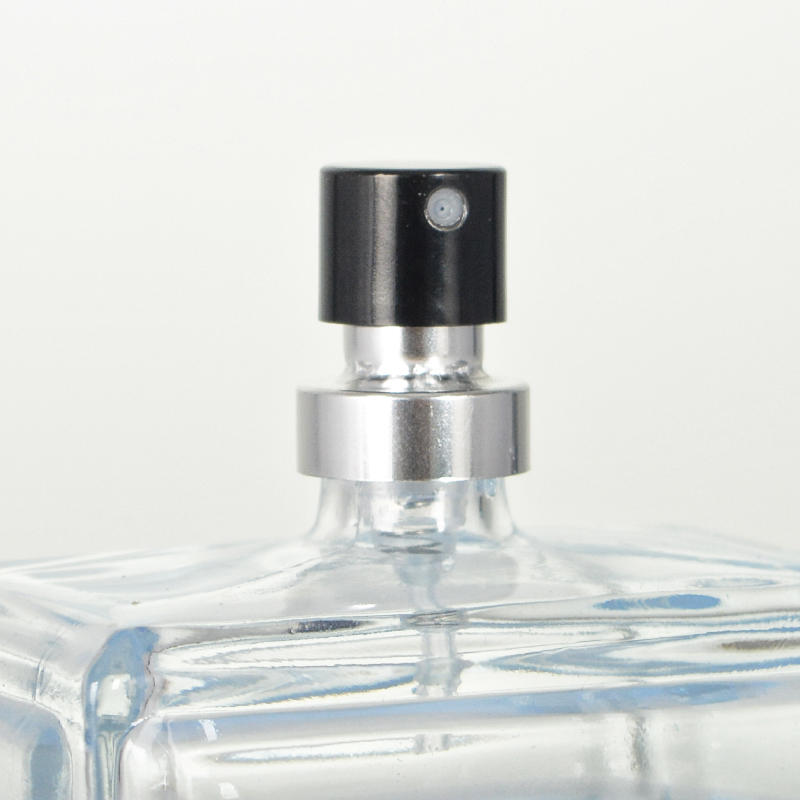 Luxury 100ml Glass Perfume Bottle with Wooden Lid and Aluminum Fine Mist Sprayer