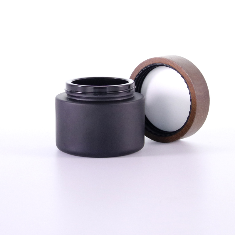 Matte Black Glass Jars with Bamboo Lids Wholesale