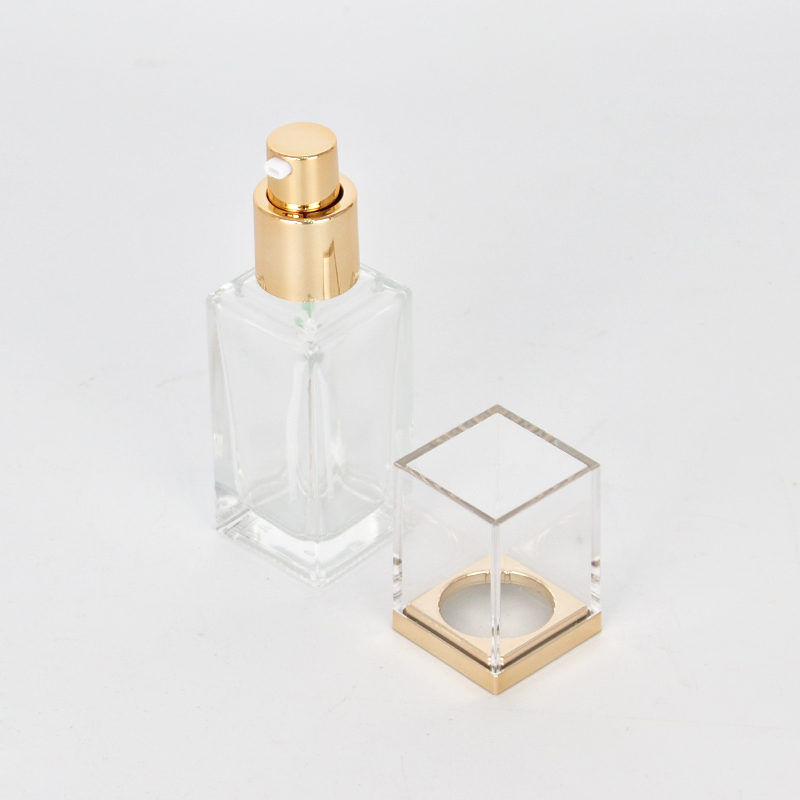 Small Square Glass Lotion Pump Bottle